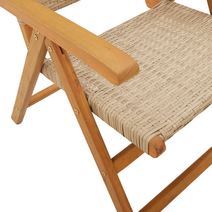 vidaXL Reclining Garden Chairs 4 pcs Beige Poly Rattan and Solid Wood