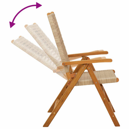 vidaXL Reclining Folding Chairs 4 pcs Beige Poly Rattan and Solid Wood