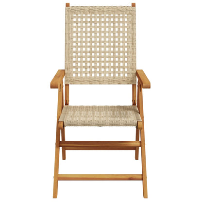 vidaXL Reclining Garden Chairs 8 pcs Beige Poly Rattan and Solid Wood