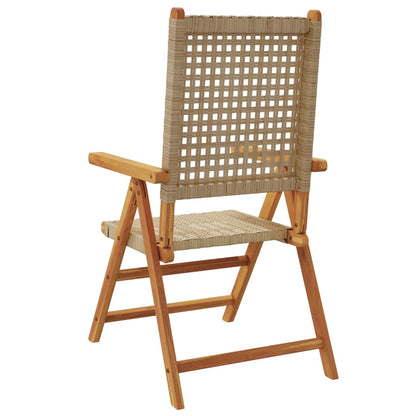 vidaXL Reclining Garden Chairs 8 pcs Beige Poly Rattan and Solid Wood