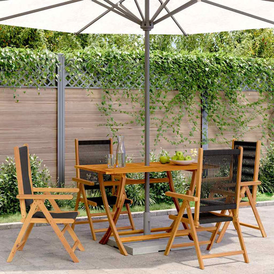 vidaXL Reclining Folding Chairs 4 pcs Black Solid Wood Acacia