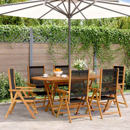 vidaXL Reclining Folding Chairs 6 pcs Black Solid Wood Acacia