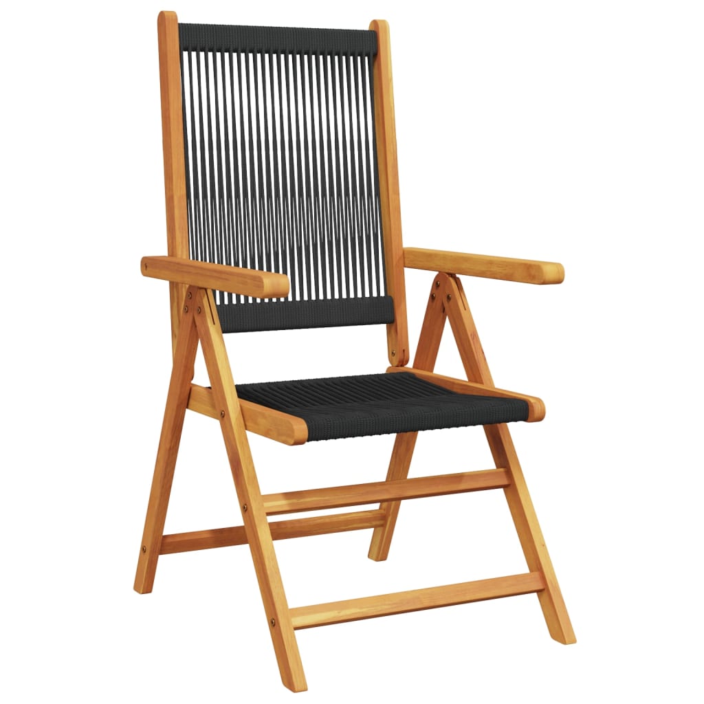 vidaXL Reclining Garden Chairs 8 pcs Black Solid Wood Acacia
