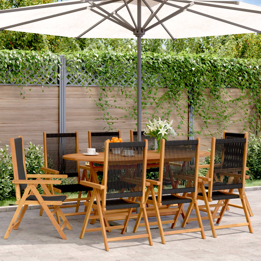 vidaXL Reclining Garden Chairs 8 pcs Black Solid Wood Acacia