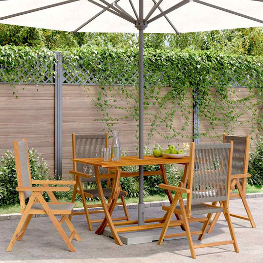 vidaXL Reclining Folding Chairs 4 pcs Grey Solid Wood Acacia