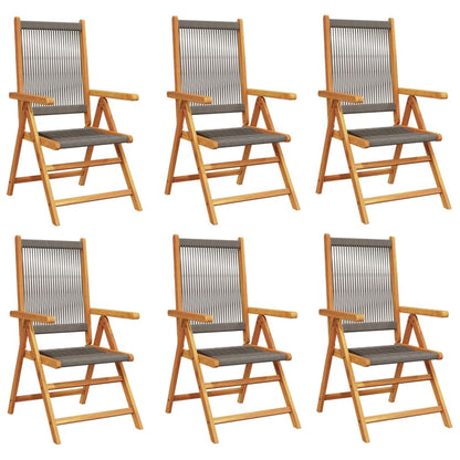 vidaXL Reclining Garden Chairs 6 pcs Grey Solid Wood Acacia
