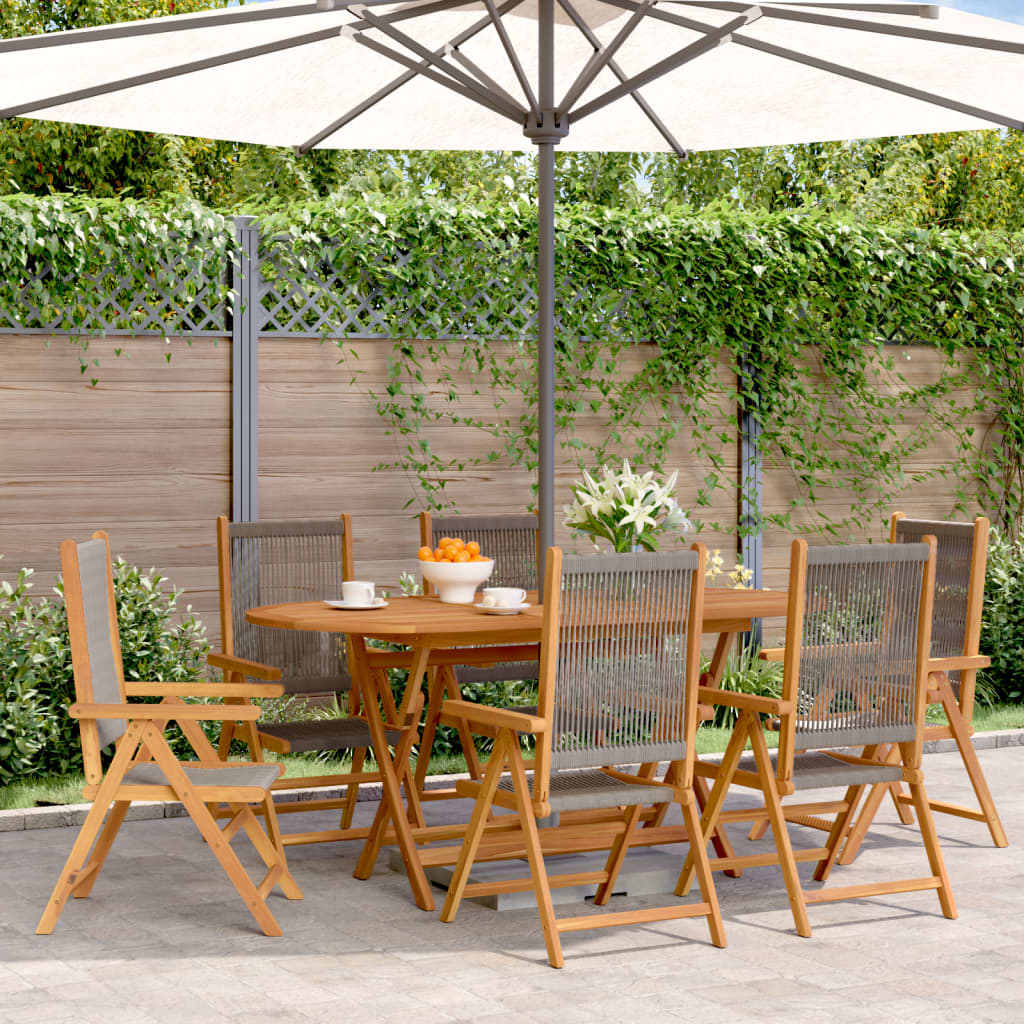 vidaXL Reclining Garden Chairs 6 pcs Grey Solid Wood Acacia