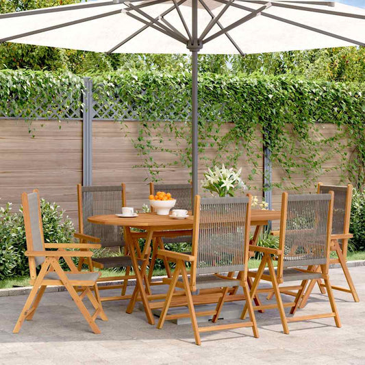 vidaXL Reclining Folding Chairs 6 pcs Grey Solid Wood Acacia