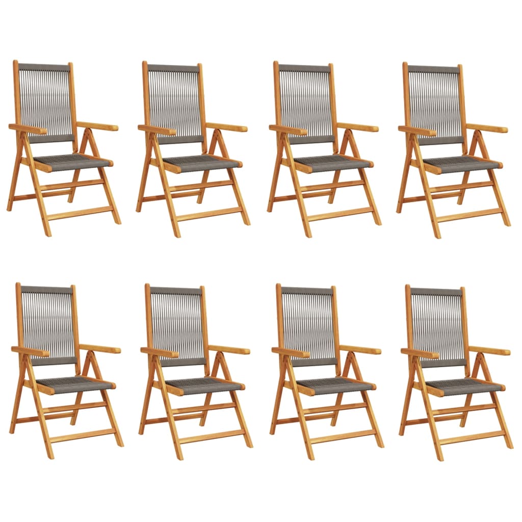 vidaXL Reclining Garden Chairs 8 pcs Grey Solid Wood Acacia