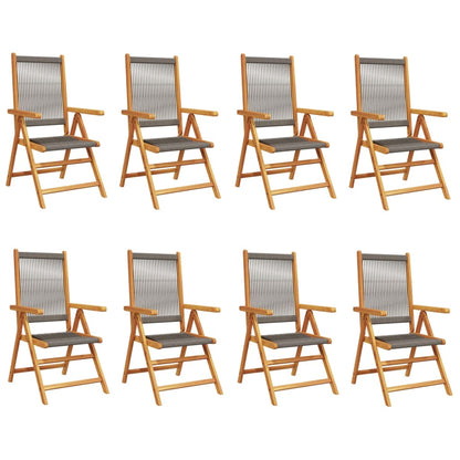 vidaXL Reclining Garden Chairs 8 pcs Grey Solid Wood Acacia