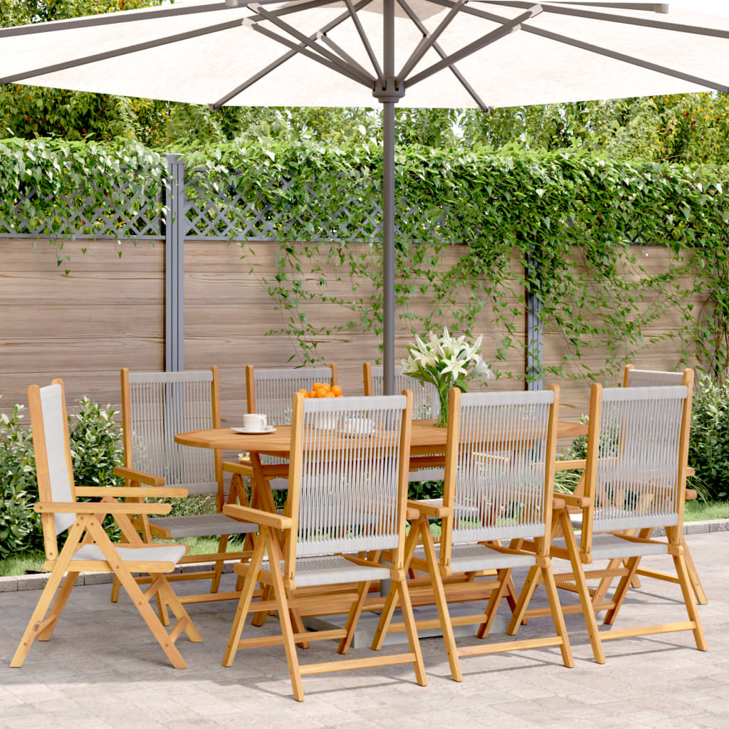 vidaXL Reclining Garden Chairs 8 pcs Grey Solid Wood Acacia