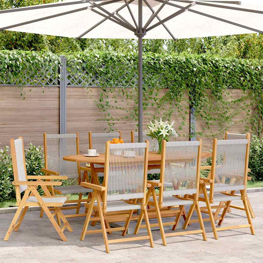vidaXL Reclining Folding Chairs 8 pcs Grey Solid Wood Acacia