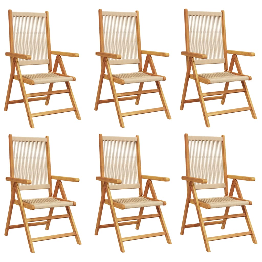 vidaXL Reclining Garden Chairs 6 pcs Beige Solid Wood Acacia