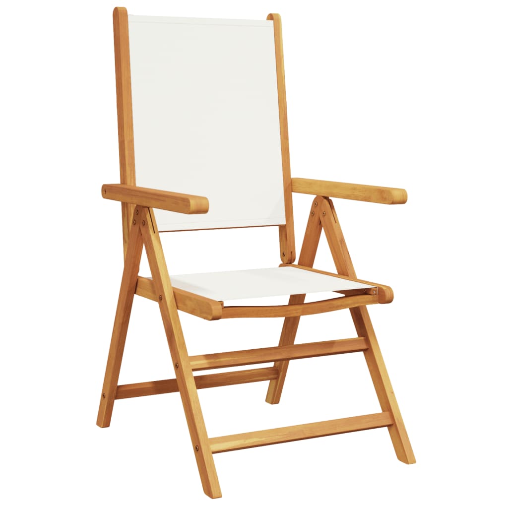 vidaXL Reclining Garden Chairs 4 pcs Cream White Fabric and Solid Wood