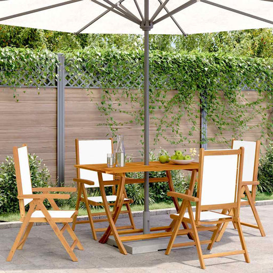 vidaXL Reclining Folding Chairs 4 pcs Cream White Fabric&Solid Wood
