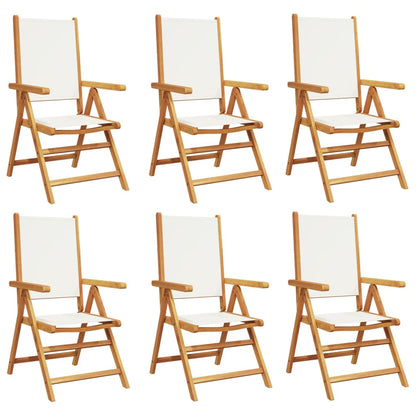 vidaXL Reclining Garden Chairs 6 pcs Cream White Fabric and Solid Wood