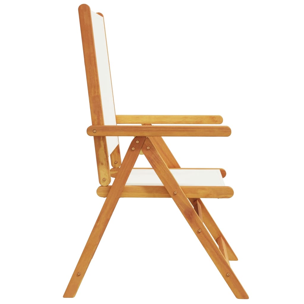 vidaXL Reclining Garden Chairs 6 pcs Cream White Fabric and Solid Wood
