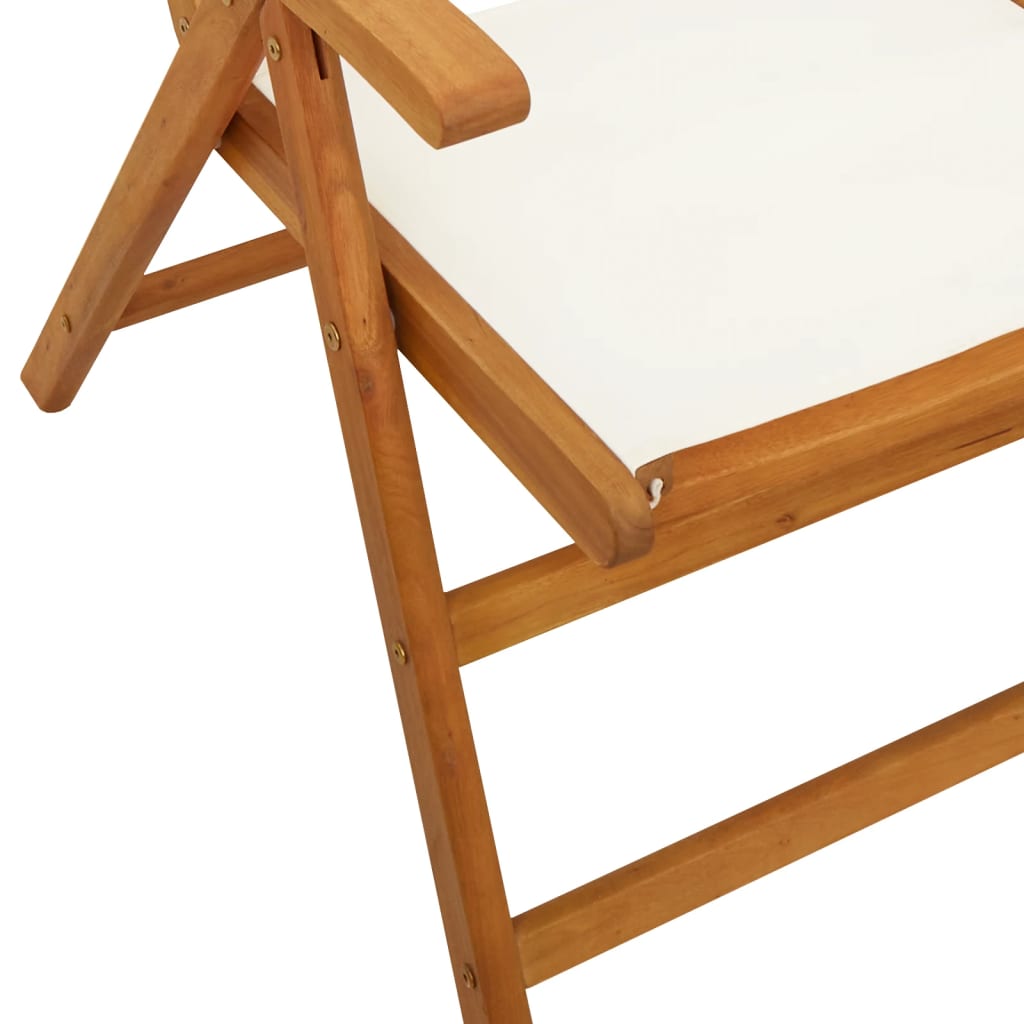 vidaXL Reclining Garden Chairs 6 pcs Cream White Fabric and Solid Wood