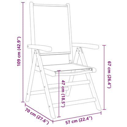 vidaXL Reclining Garden Chairs 6 pcs Cream White Fabric and Solid Wood