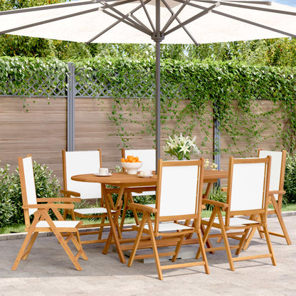 vidaXL Reclining Garden Chairs 6 pcs Cream White Fabric and Solid Wood