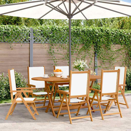 vidaXL Reclining Folding Chairs 6 pcs Cream White Fabric&Solid Wood