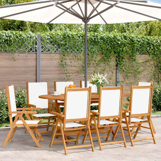 vidaXL Reclining Folding Chairs 8 pcs Cream White Fabric&Solid Wood