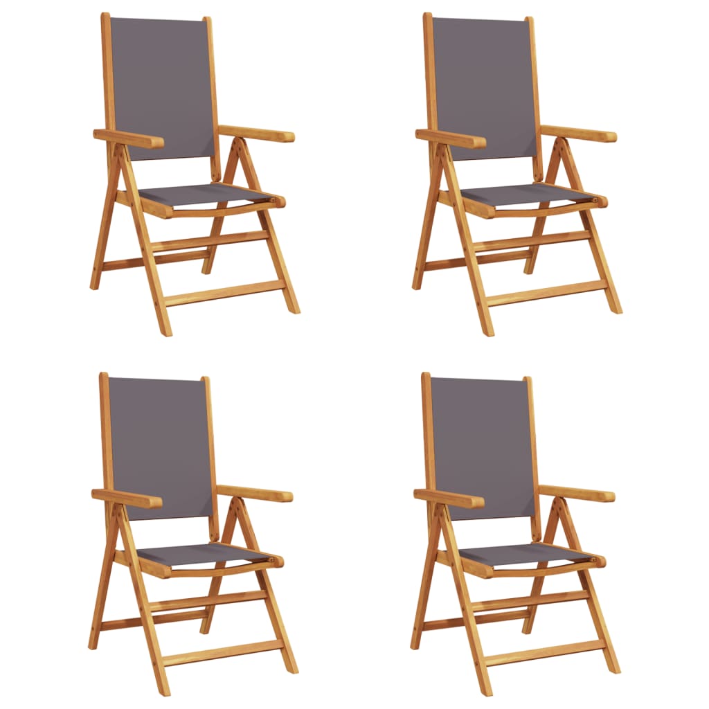 vidaXL Reclining Garden Chairs 4 pcs Anthracite Fabric and Solid Wood