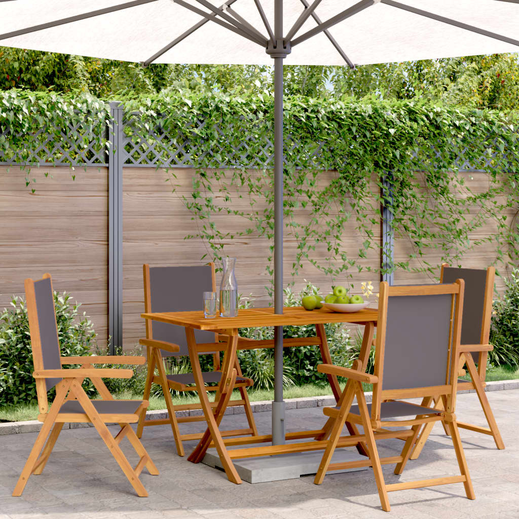 vidaXL Reclining Garden Chairs 4 pcs Anthracite Fabric and Solid Wood
