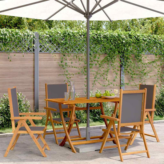 vidaXL Reclining Folding Chairs 4 pcs Anthracite Fabric and Solid Wood