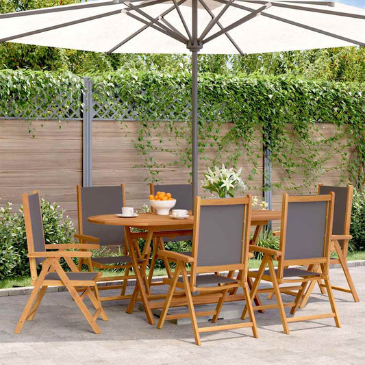 vidaXL Reclining Folding Chairs 6 pcs Anthracite Fabric and Solid Wood