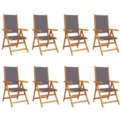 vidaXL Reclining Garden Chairs 8 pcs Anthracite Fabric and Solid Wood