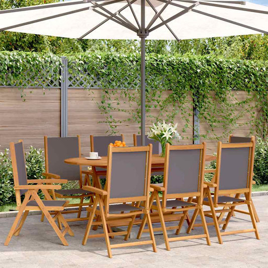 vidaXL Reclining Folding Chairs 8 pcs Anthracite Fabric and Solid Wood