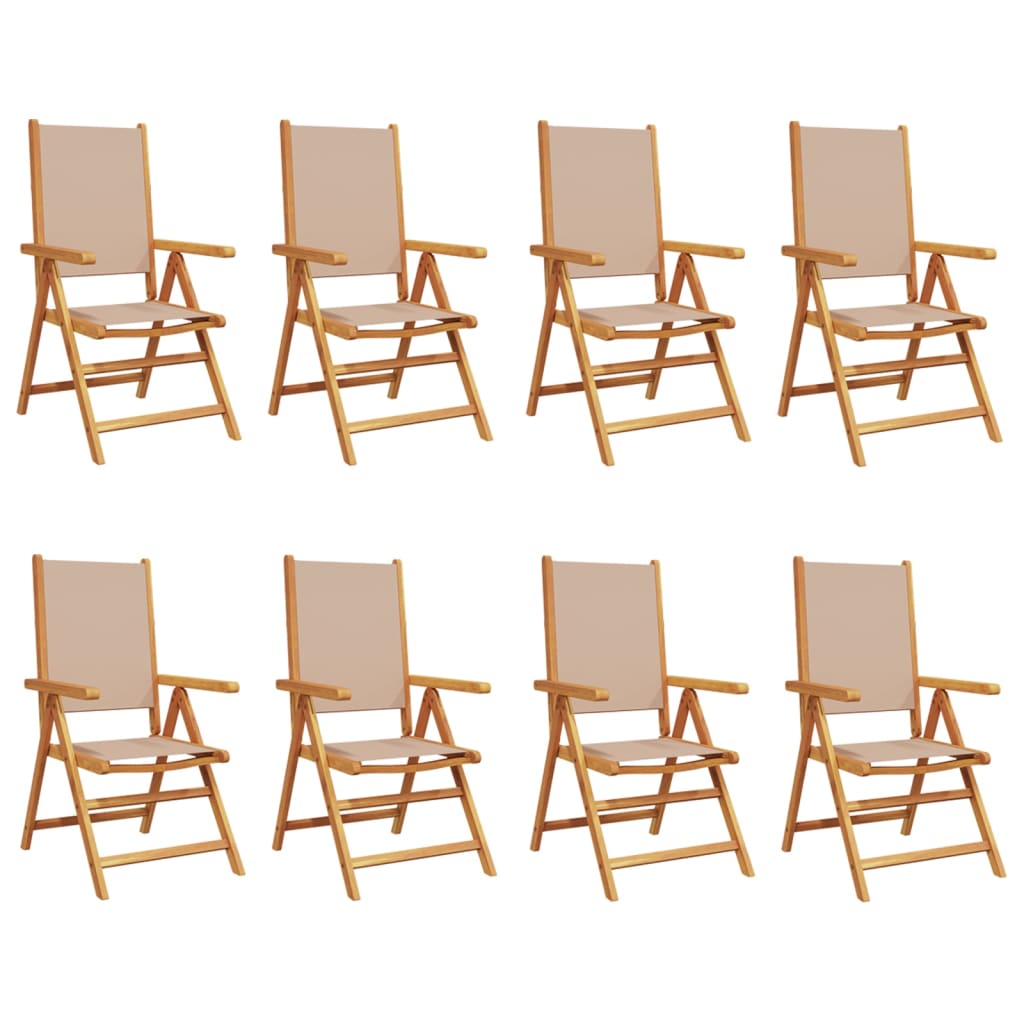 vidaXL Reclining Garden Chairs 8 pcs Taupe Fabric and Solid Wood