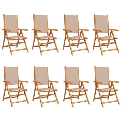 vidaXL Reclining Garden Chairs 8 pcs Taupe Fabric and Solid Wood