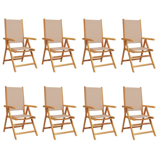 vidaXL Reclining Garden Chairs 8 pcs Taupe Fabric and Solid Wood