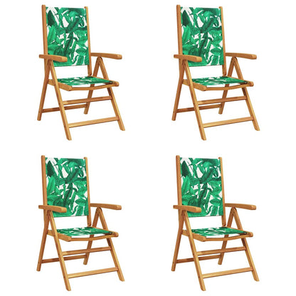 vidaXL Reclining Folding Chairs 4 pcs Green Fabric and Solid Wood