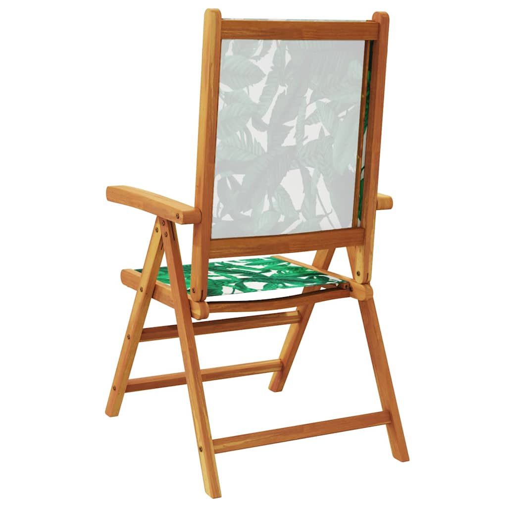 vidaXL Reclining Folding Chairs 4 pcs Green Fabric and Solid Wood