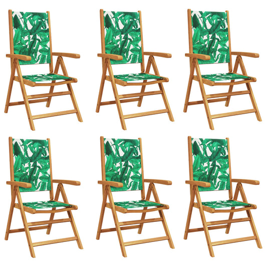 vidaXL Reclining Garden Chairs 6 pcs Green Fabric and Solid Wood