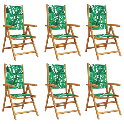 vidaXL Reclining Folding Chairs 6 pcs Green Fabric and Solid Wood