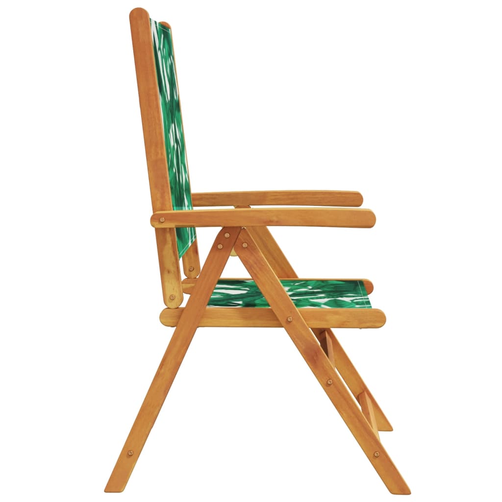 vidaXL Reclining Garden Chairs 6 pcs Green Fabric and Solid Wood