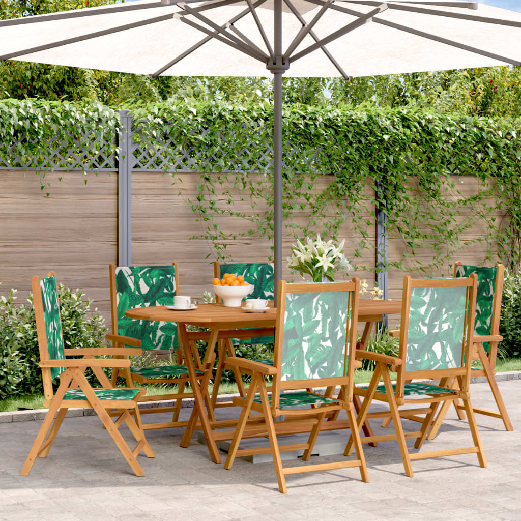 vidaXL Reclining Garden Chairs 6 pcs Green Fabric and Solid Wood