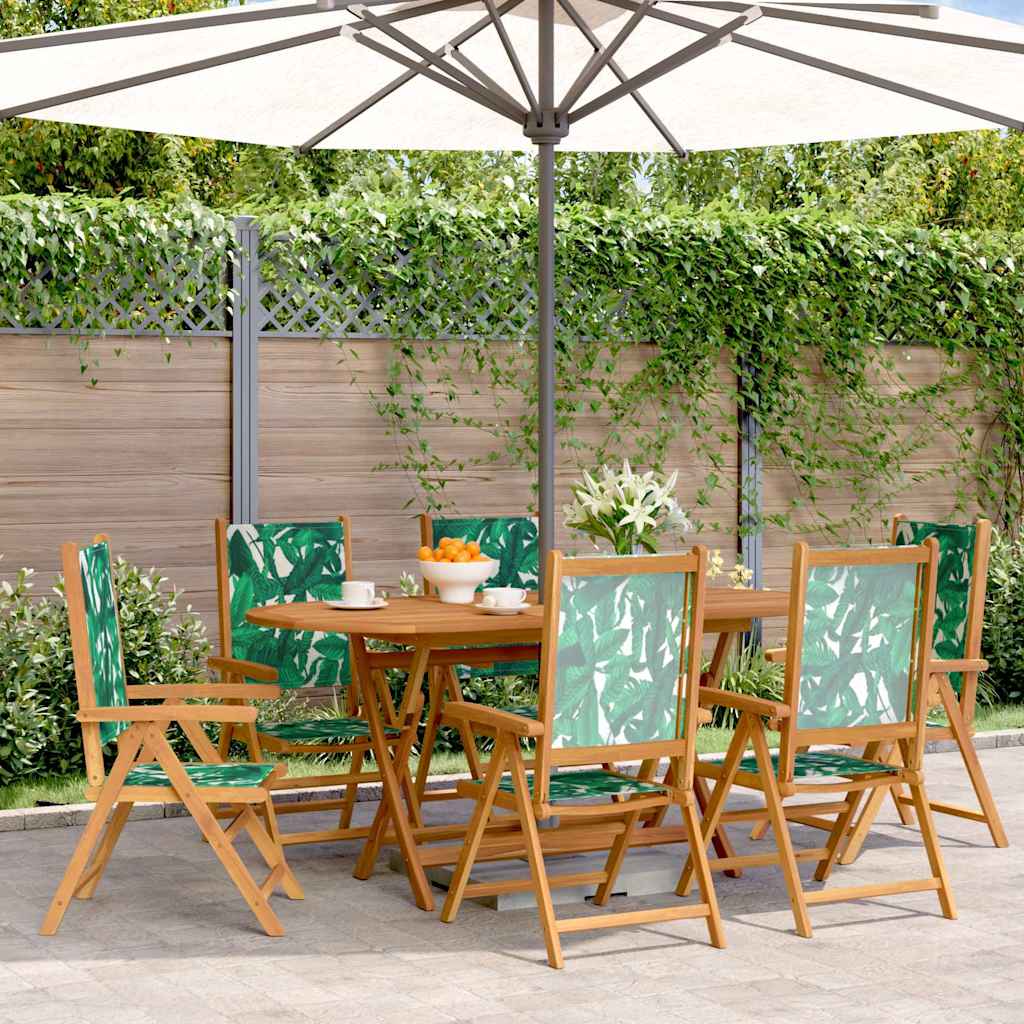 vidaXL Reclining Folding Chairs 6 pcs Green Fabric and Solid Wood