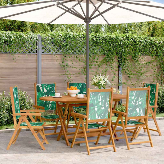 vidaXL Reclining Folding Chairs 6 pcs Green Fabric and Solid Wood