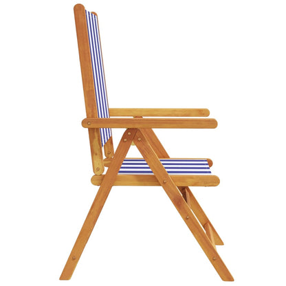 vidaXL Reclining Garden Chairs 8 pcs Blue and White Fabric and Solid Wood