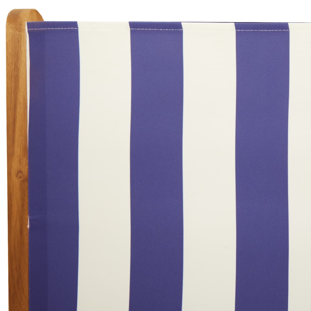 vidaXL Reclining Garden Chairs 8 pcs Blue and White Fabric and Solid Wood