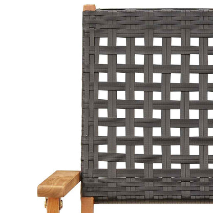 vidaXL Folding Garden Chairs 8 pcs Black Poly Rattan and Solid Wood