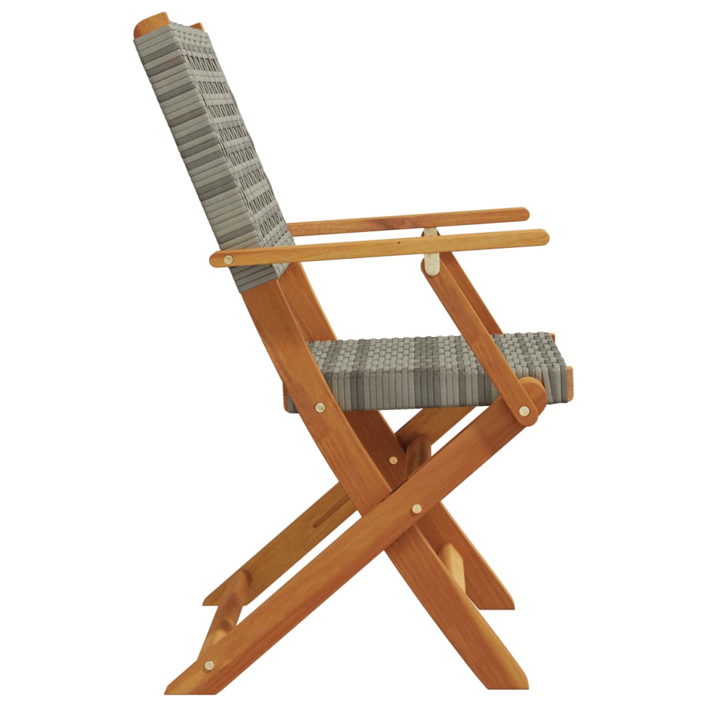 vidaXL Folding Garden Chairs 6 pcs Grey Poly Rattan and Solid Wood