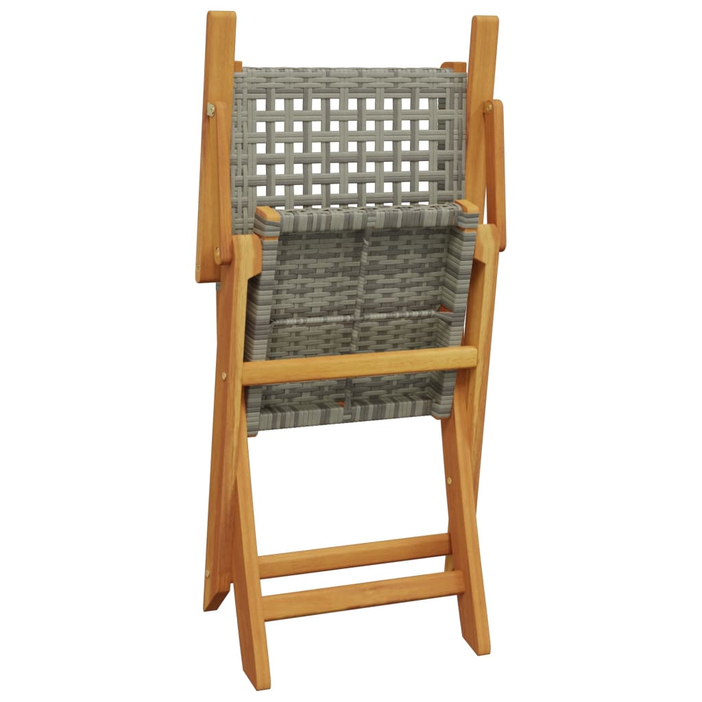 vidaXL Folding Garden Chairs 6 pcs Grey Poly Rattan and Solid Wood