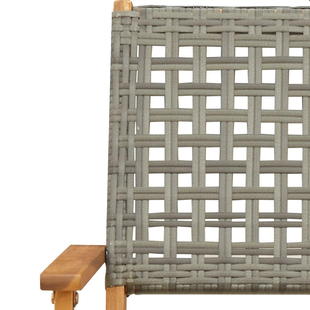 vidaXL Folding Garden Chairs 6 pcs Grey Poly Rattan and Solid Wood