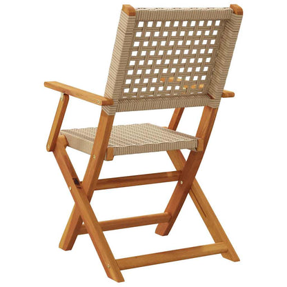 vidaXL Folding Garden Chairs 6 pcs Beige Poly Rattan and Solid Wood